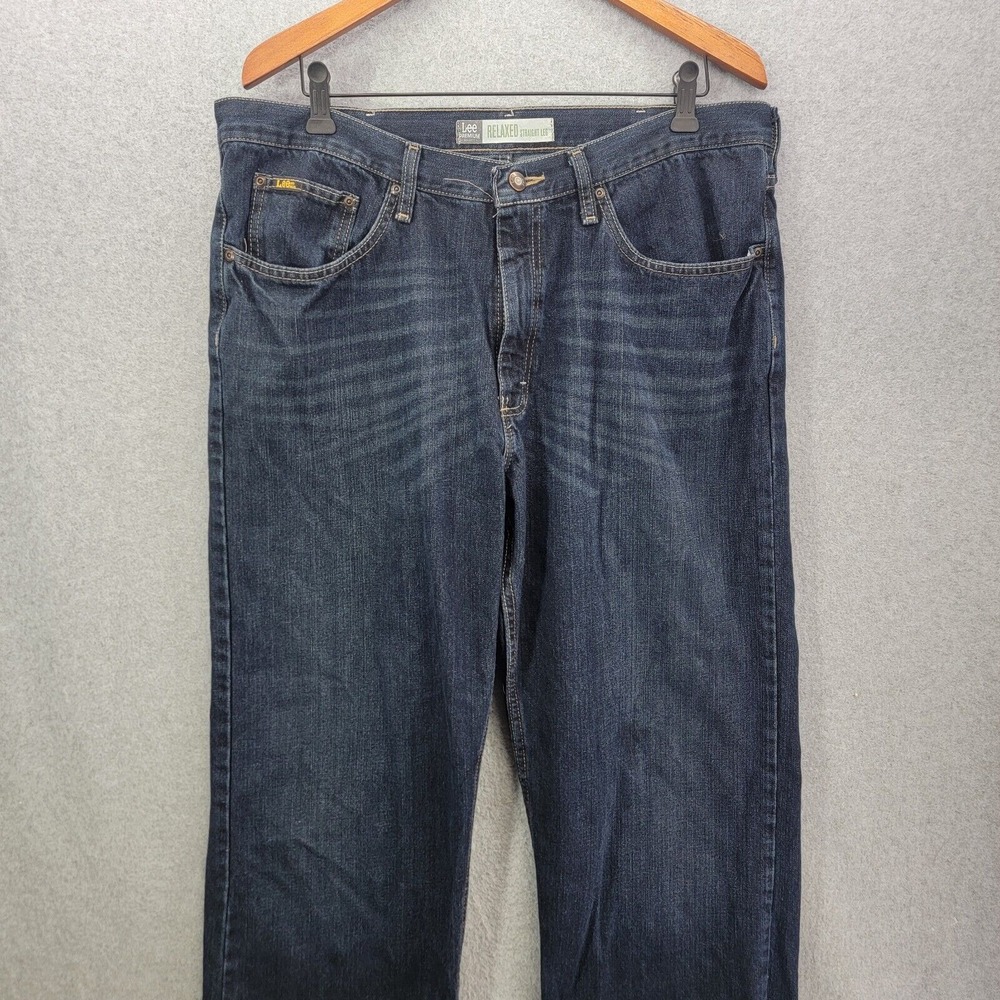 Lee Premium Relaxed Straight Leg Mens Size 38 X 30 Dark Blue Jeans